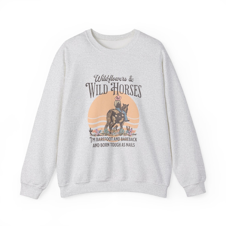 Nashville Sweatshirt | Country Concert Top for Lainey Fan | Wildflowers & Wild Horses Western Crewneck for Her | Oversized Rodeo Sweater Ash