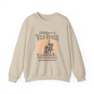 Nashville Sweatshirt | Country Concert Top for Lainey Fan | Wildflowers & Wild Horses Western Crewneck for Her | Oversized Rodeo Sweater Sand