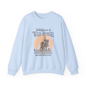 Nashville Sweatshirt | Country Concert Top for Lainey Fan | Wildflowers & Wild Horses Western Crewneck for Her | Oversized Rodeo Sweater Light Blue