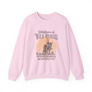Nashville Sweatshirt | Country Concert Top for Lainey Fan | Wildflowers & Wild Horses Western Crewneck for Her | Oversized Rodeo Sweater Light Pink