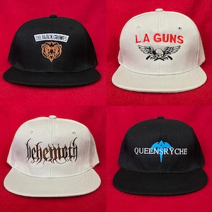 Rock Band Embroidered Flat Brim Bill Hat Cap Adjustable Snap Back Great Christmas Birthday Gifts for Rock Music Fans