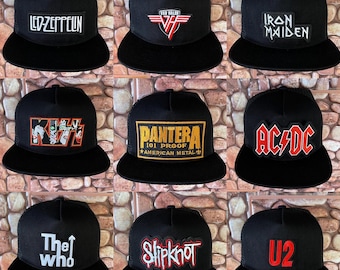 Rock Band Flat Brim Bill Trucker Hat Cap Adjustable Snap Back Great Christmas Birthday Gifts for Rock Music Fans