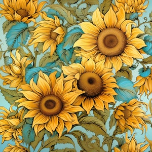 Digital download, Sunflower pattern, bright image, flower pattern, sunflower artwork, canvas, sunflower stationary