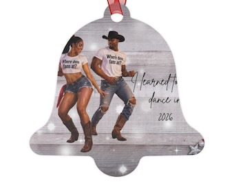 Line Dance Couple Metal Ornament | Western Dance 2026
