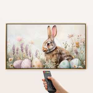 Easter Bunny Frame TV Art: Spring Watercolor Painting (Digital Download)