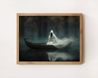 Spooky Ghost Art Print: Haunted Forest Landscape (Digital Download)