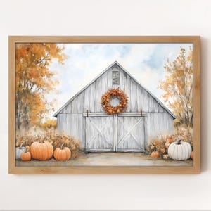 Autumn Barn Print: Rustic Farmhouse Wall Art (Digital Download)