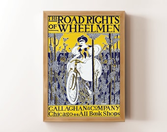 Vintage Bicycle Poster | 1895 Wheelmen Rights, Victorian Bike Art (Digital Download)