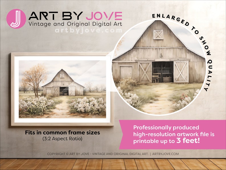 Country Barn Wall Art Print Farm Art Digital Download Spring Barn
