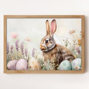Easter Bunny Digital Print | Easter Download | Rabbit Artwork | Spring Poster | Large Printable Wall Art | Easter Picture | Easter Painting