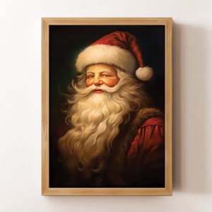 Victorian Santa Painting | Printable Wall Art | Instant Digital Download | Vintage Christmas Holiday Wall Decor | Antique Santa Claus Print