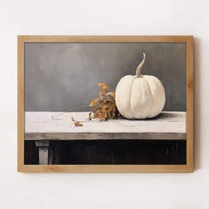 White Pumpkin Fall Art Print: Modern Farmhouse Still Life (Digital Download)
