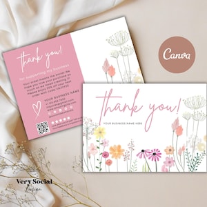 Minimale Boho Dankeskarten-Vorlage | Bearbeitbares Canva Business Vielen Dank für Lash Techs, Spas, Notare, Makler und mehr