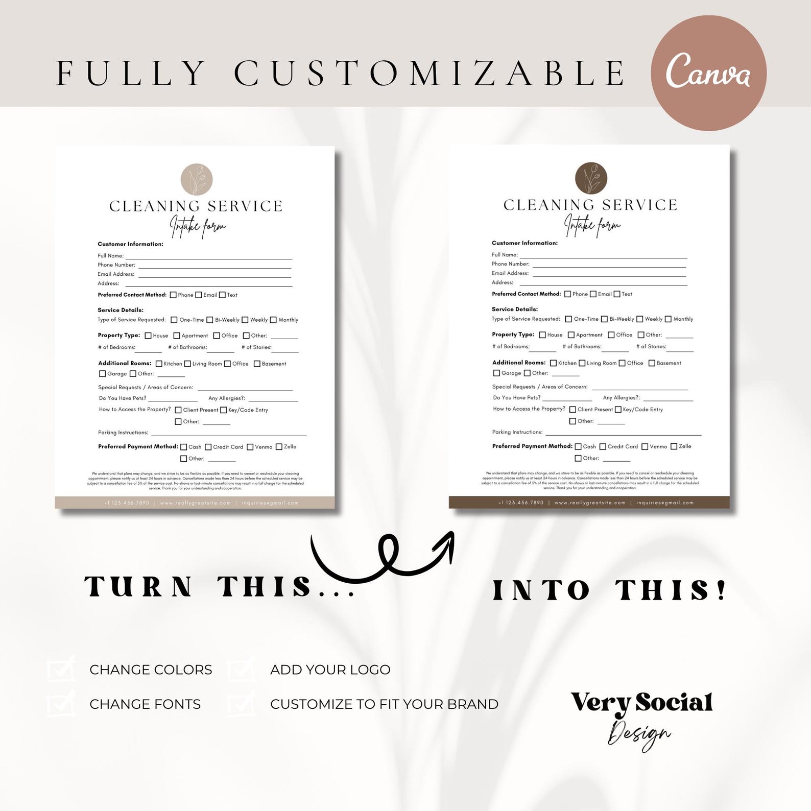 Editable Cleaning Service Client Intake Form | Residential & House ...