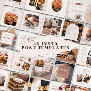 Bakery Instagram Post Templates: Cake & Coffee Shop Social Media (Digital Download)