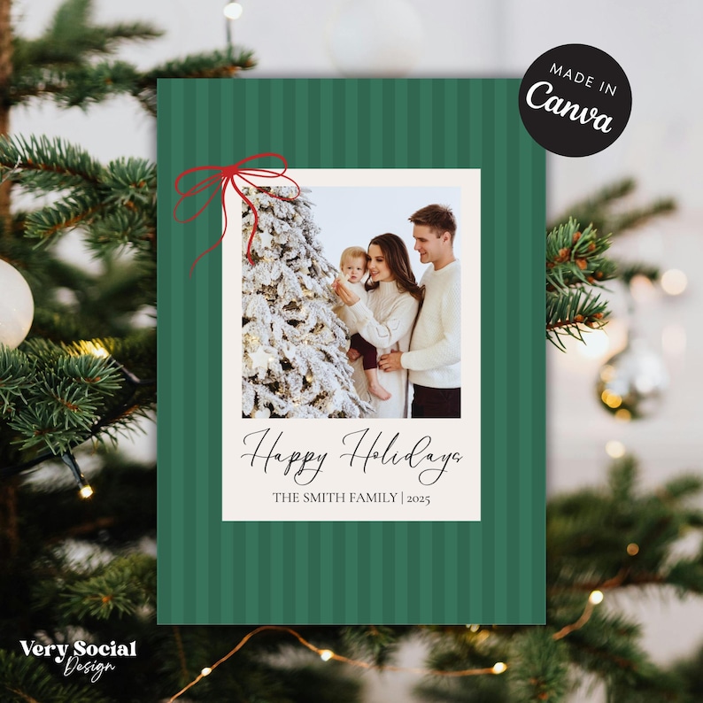 Holiday Photo Card Template | Editable Christmas Card | Canva Digital ...