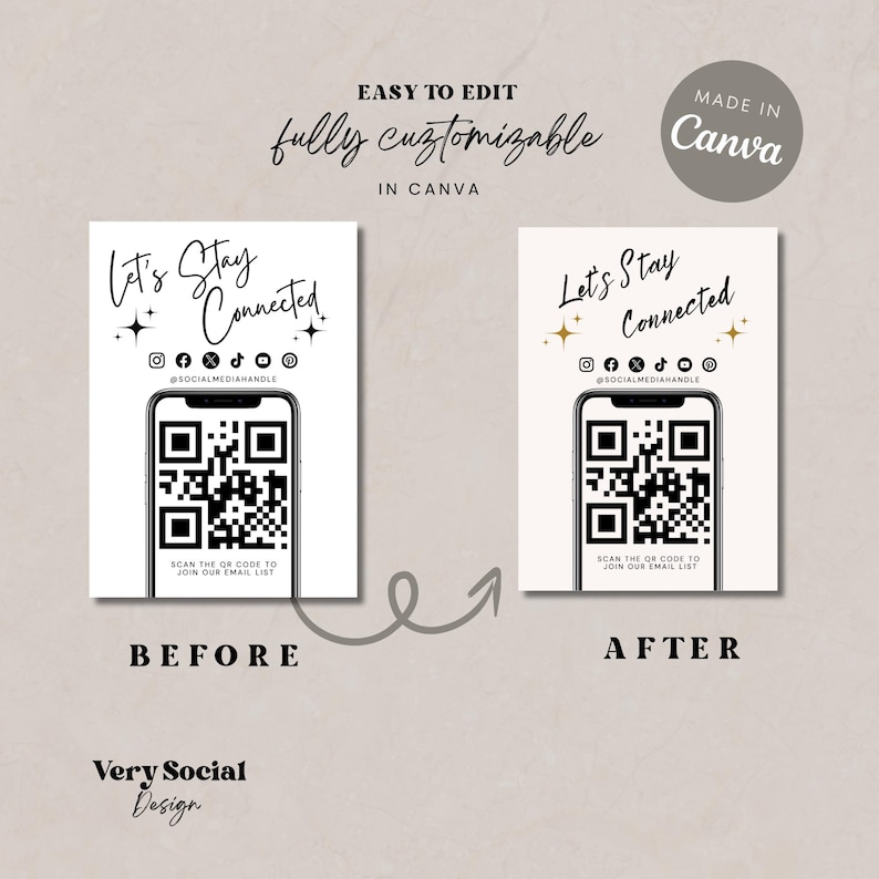 Social Media QR Code Flyer Template: Editable Canva Design (digital ...