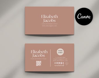 Minimalist Business Card Template | Modern QR Code Calling Card | Double Sided Design (Canva Editable) Instant Download