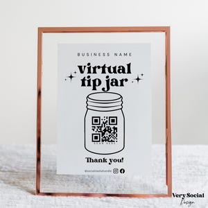 Retro Virtual Tip Jar Sign Template Bar Printable Virtual Tip Venmo Cashapp Tip Sign, QR Code Sign Template Digital Tips Accepted Sign Canva