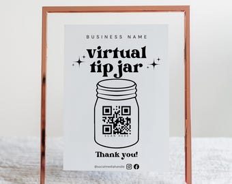 Retro Virtual Tip Jar Sign: QR Code Template (Digital)
