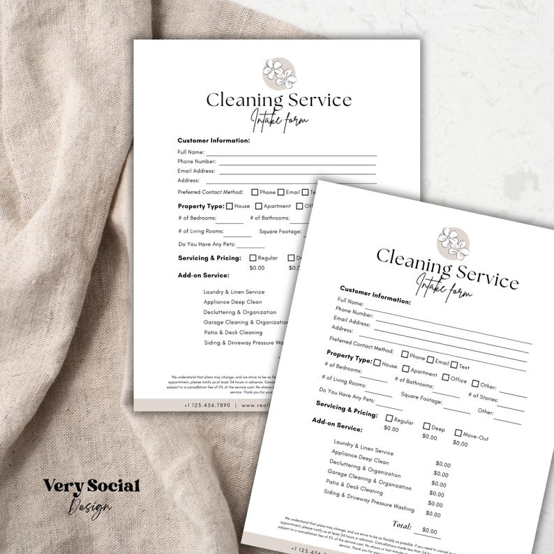Cleaning Service Client Intake Form: Editable Canva Template (US Letter ...