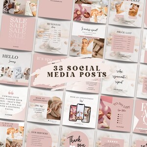 Mallar för Instagram-inlägg för spa: Rosa skönhet i sociala medier (digital nedladdning)