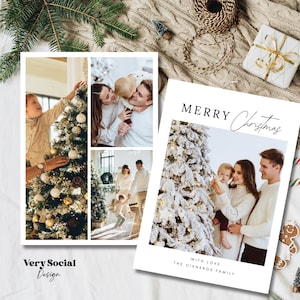 Modèle modifiable de carte de vœux de Noël numérique Canva carte de voeux personnalisable Carte de Noël de famille avec modèle photo Carte de Noël