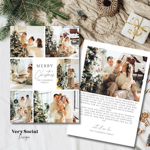 Modèle modifiable de carte de vœux de Noël numérique Canva carte de voeux personnalisable Carte de Noël de famille avec modèle photo Carte de Noël