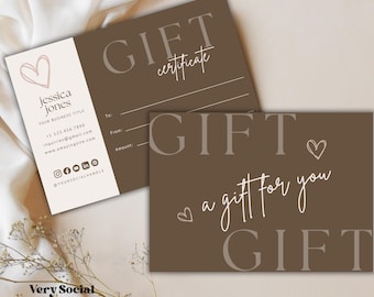 Boho Gift Certificate Printable Template DIY Gift Voucher | Editable Business Gift Card Spa Lash Salon Certificate Canva | INSTANT DOWNLOAD