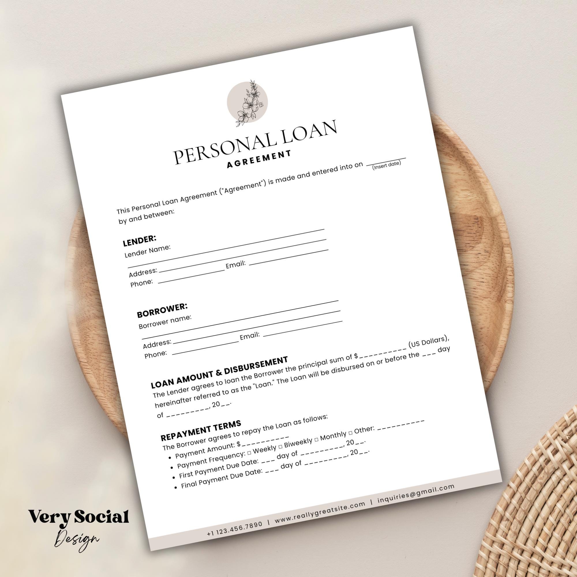 Personal Loan Agreement Template: Editable Canva Form (PDF) - Etsy
