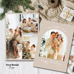 Modèle modifiable de carte de voeux de Noël Carte de voeux personnalisable avec toile numérique Carte de Noël de famille