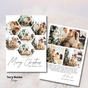 Modèle modifiable de carte de vœux de Noël numérique Canva carte de voeux personnalisable Carte de Noël de famille avec modèle photo Carte de Noël