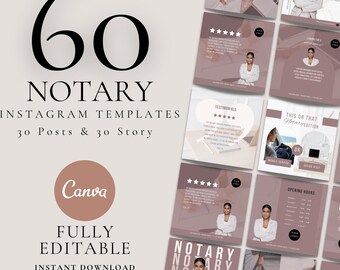 Notary Instagram Templates: Editable Social Media Kit (Canva Digital Download)