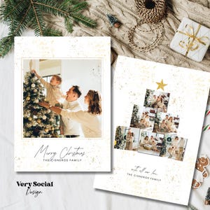 Modèle modifiable de carte de vœux de Noël numérique Canva carte de voeux personnalisable Carte de Noël de famille avec modèle photo Carte de Noël