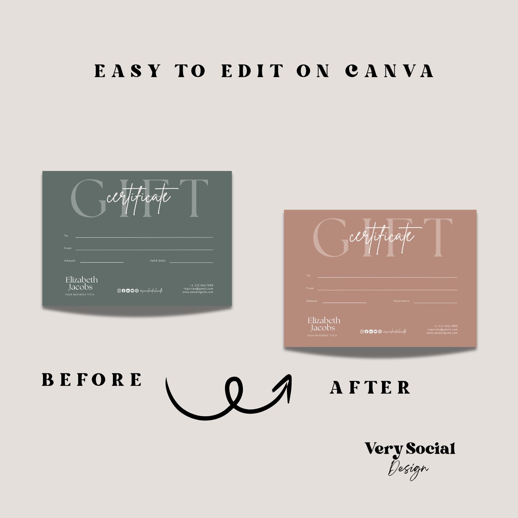 Boho Gift Certificate Printable Template Bundle DIY Gift Voucher ...