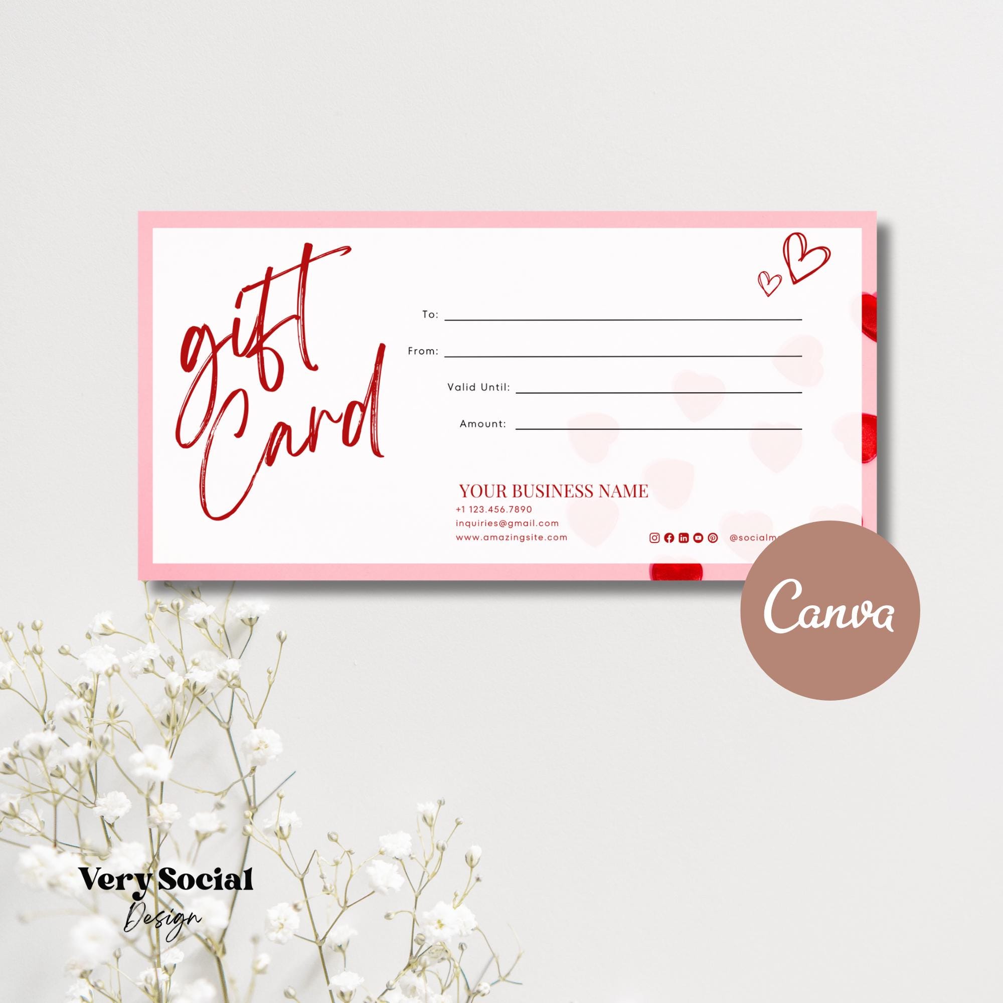 Valentine Gift Certificate Printable Template Coquette Gift Card DIY ...