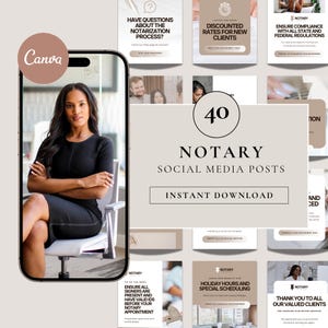 Notary Social Media Posts Templates Notary Marketing Bundle Instagram Posts Loan Signing Agent Facebook Business Posts Branding Notary Posts