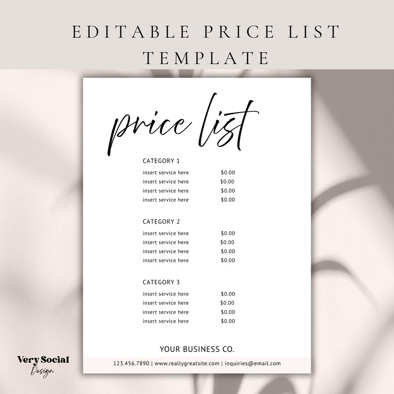 Editable Lash Tech Price List Template: Printable Spa Sign (canva DIY ...