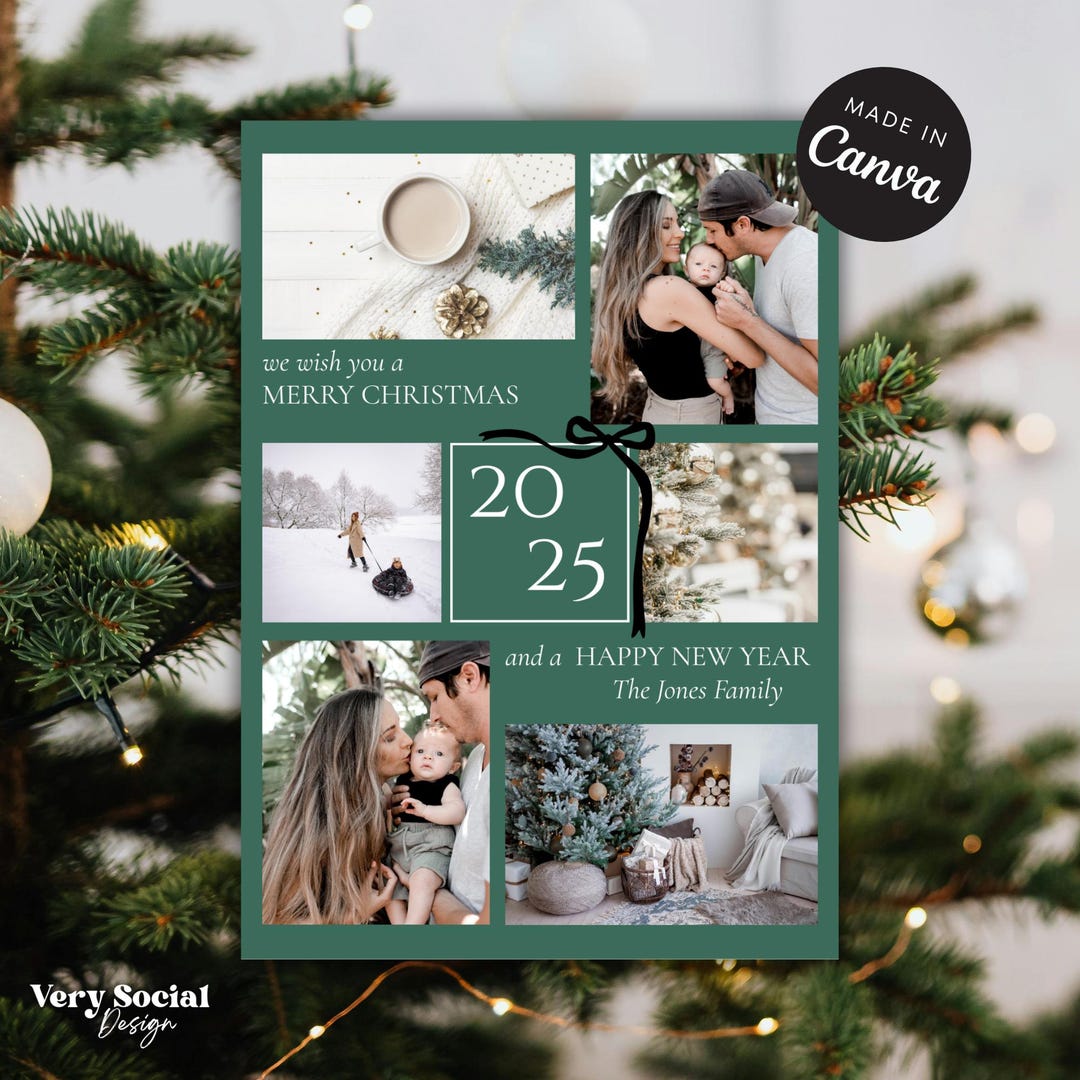 Holiday Photo Card Template | Editable Christmas Card | Canva Digital ...