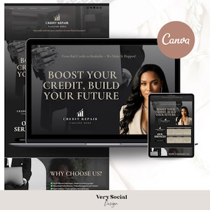 Credit Specialist Website Template: Editable Canva Design (Digital Download) image 1