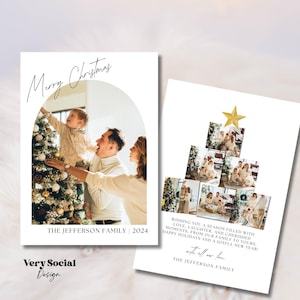 Modèle modifiable de carte de vœux de Noël numérique Canva carte de voeux personnalisable Carte de Noël de famille avec modèle photo Carte de Noël