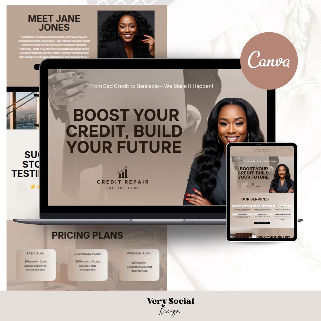 Credit Specialist Website Template: Editable Canva Design (digital ...