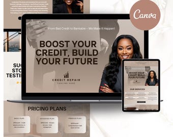 Credit Specialist Website Template: Editable Canva Design (Digital Download)