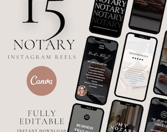 Notary Instagram Reels and Stories | Social Media Templates for Notary Loan Signing Agents | Notary Marketing Aesthetic Marketing