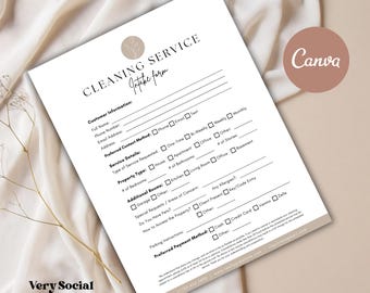 Editable Cleaning Service Client Intake Form | Residential & House Cleaning Business Template | CANVA