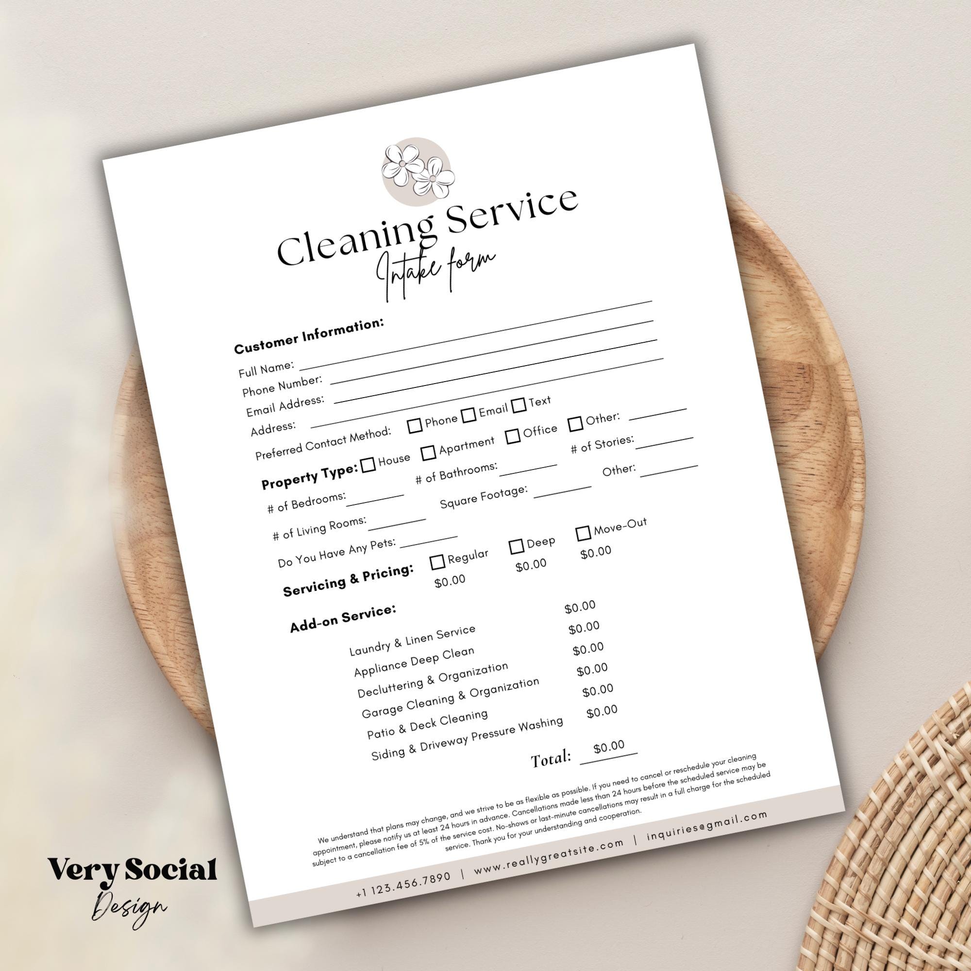 Cleaning Service Client Intake Form: Editable Canva Template (US Letter ...