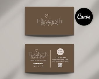 Minimalist Business Card Template | Modern QR Code Calling Card | Double Sided Design (Canva Editable) Instant Download