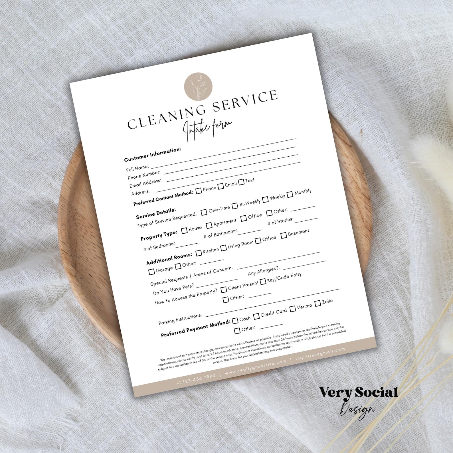 Editable Cleaning Service Client Intake Form | Residential & House ...