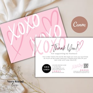 Valentines Day Business Thank you Card Editable Business Template Client review Card Thank you for your purchase Card Canva DIY printable