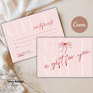 Valentine Gift Certificate Printable Template Coquette Gift Card DIY Gift Voucher Editable Canva Gift Card Spa Lash Salon Certificate DIY
